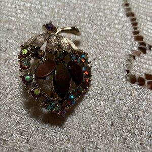 Elegant Gold and Brown Leaf Brooch